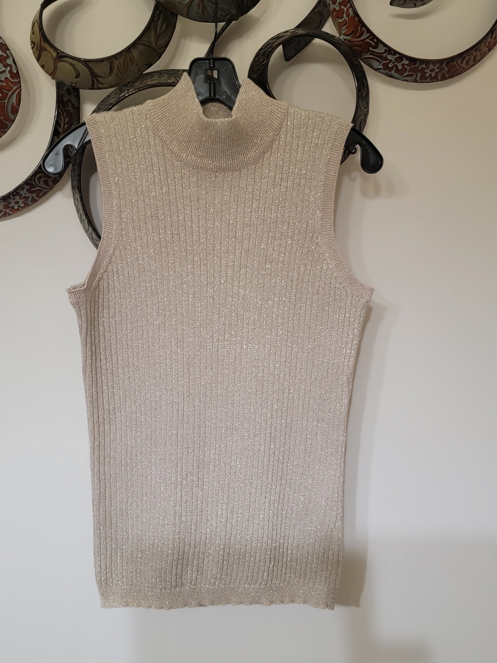 Charter Club Metallic Ribbed Mock Neck Top